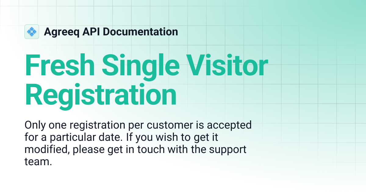 Fresh Single Visitor Registration | Agreeq API Documentation